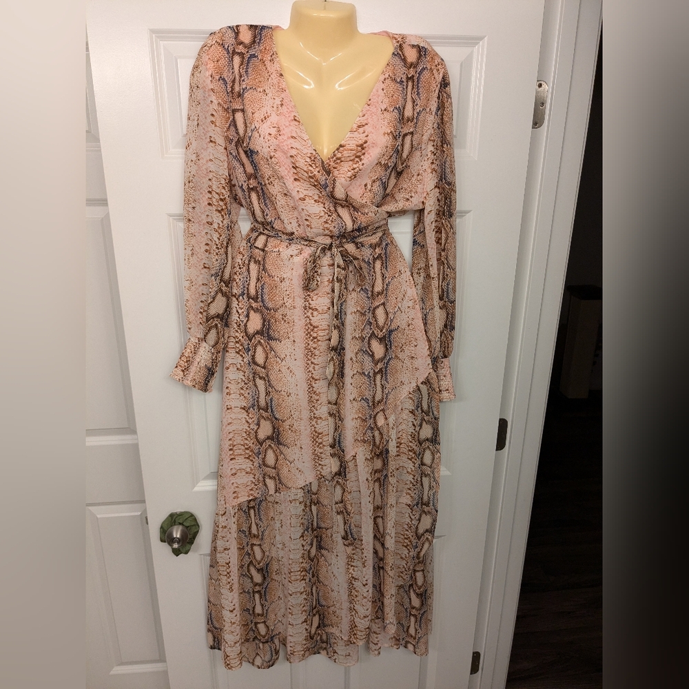 True Wrap Maxi Dress by Bar III Python Snake Skin Print Sz XL